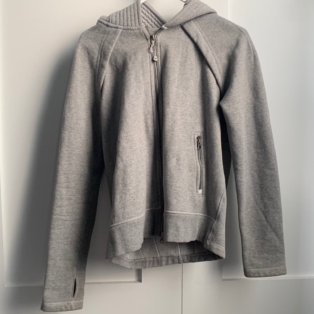 Grey LULULEMON Zip-Up Sweater - In Very Good Condition